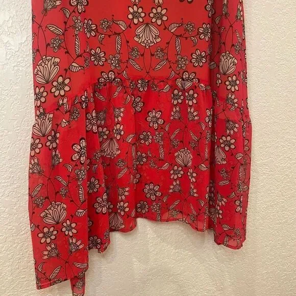 For Love And Lemons Country Western Asymmetrical Red Floral Pia Midi Skirt Size - Picture 7 of 11